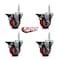 Service Caster 35 Inch Red Polyurethane Wheel Swivel 58 Inch Threaded Stem Caster Set with Brake SCC SCC-TS20S3514-PPUB-RED-PLB-58212-4 - alternate 2